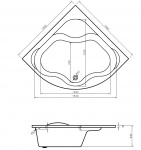 Laguna rohová vana Samanta Plus 140x140cm SM1400PLUS