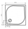 FLA80Q sprchová vanička čtvercová Anima Flat 80x80 cm, akrylát
